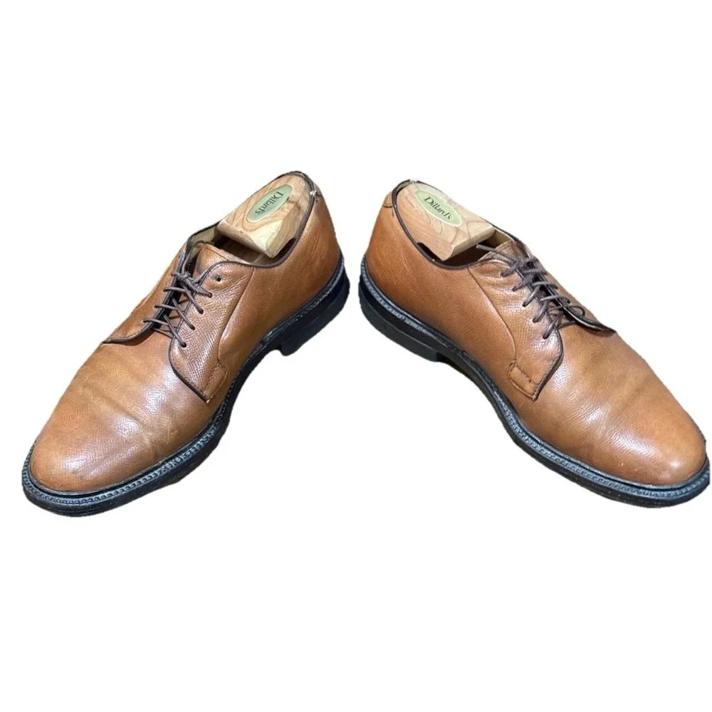 Nettleton Brown Calfskin Leather Plain Toe Blucher Dress Shoes‎ 9D/B Vintage